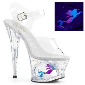 Pleaser Sandalette MOON-708MER Transparent Silber EU-35 /...
