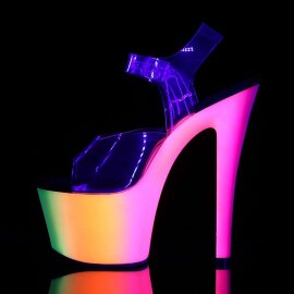Pleaser Sandalette RAINBOW-308UV Transparent Neon-Blau EU-35 / US-5