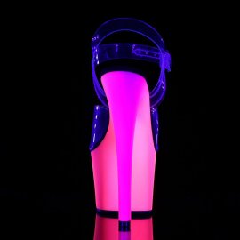 Pleaser Sandalette RAINBOW-308UV Transparent Neon-Blau EU-35 / US-5