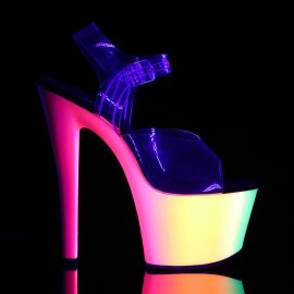 Pleaser Sandalette RAINBOW-308UV Transparent Neon-Blau EU-35 / US-5