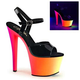 Pleaser Sandalette RAINBOW-309UV Schwarz Neon-Bunt EU-35...