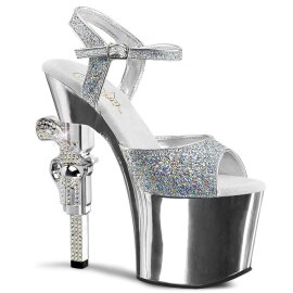 Pleaser Sandalette REVOLVER-709G Silber Multi Glitter Chrom EU-35 / US-5