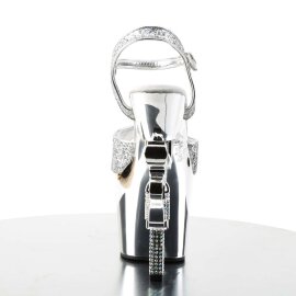 Pleaser Sandalette REVOLVER-709G Silber Multi Glitter Chrom EU-35 / US-5