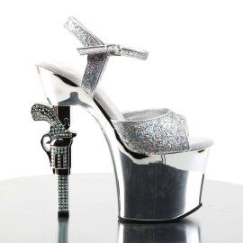 Pleaser Sandalette REVOLVER-709G Silber Multi Glitter Chrom EU-35 / US-5