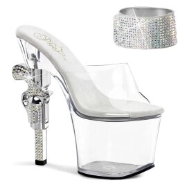 Pleaser Pantolette REVOLVER-712 Transparent Silber EU-35...