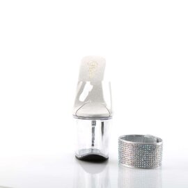 Pleaser Pantolette REVOLVER-712 Transparent Silber EU-35...