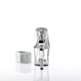 Pleaser Pantolette REVOLVER-712 Transparent Silber EU-35 / US-5