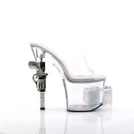 Pleaser Pantolette REVOLVER-712 Transparent Silber EU-35 / US-5