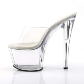 Pleaser Pantolette SKY-301 Transparent Silber EU-35 / US-5