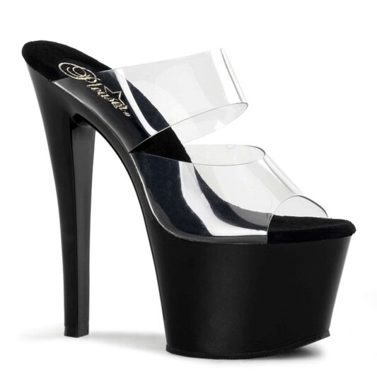 Pleaser Pantolette SKY-302 Transparent Schwarz EU-38 / US-8