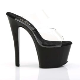 Pleaser Pantolette SKY-302 Transparent Schwarz EU-38 / US-8