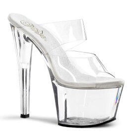 Pleaser Pantolette SKY-302 Transparent Silber EU-35 / US-5