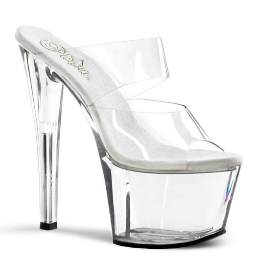 Pleaser Pantolette SKY-302 Transparent Silber EU-37 / US-7