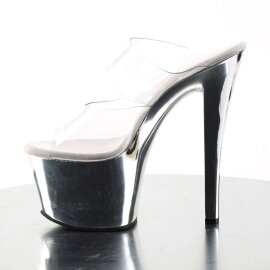 Pleaser Pantolette SKY-302 Transparent Silber Chrom EU-37 / US-7