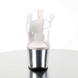 Pleaser Pantolette SKY-302 Transparent Silber Chrom EU-38...