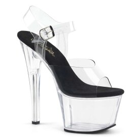 Pleaser Sandalette SKY-308 Transparent Schwarz EU-35 / US-5
