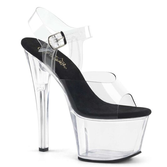 Pleaser Sandalette SKY-308 Transparent Schwarz EU-39 / US-9