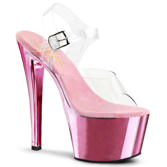 Pleaser Sandalette SKY-308 Transparent Pink Chrom EU-42 / US-12