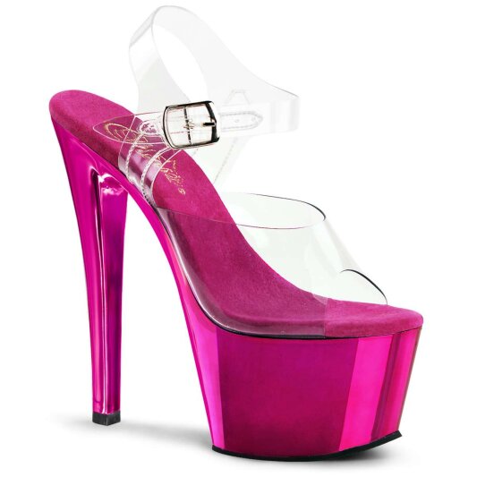 Pleaser Sandalette SKY-308 Transparent Pink Chrom EU-35 / US-5