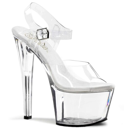 Pleaser Sandalette SKY-308 Transparent Silber EU-35 / US-5