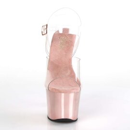 Pleaser Sandalette SKY-308 Transparent Rose-Gold Chrom...