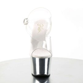 Pleaser Sandalette SKY-308 Transparent Silber Chrom EU-35...