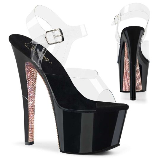Pleaser Sandalette SKY-308CRS Transparent Schwarz EU-35 / US-5