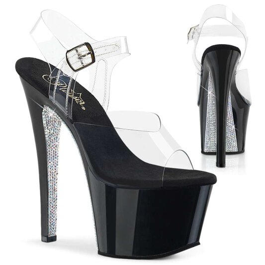 Pleaser Sandalette SKY-308CRS Transparent Schwarz EU-35 / US-5