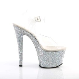 Pleaser Sandalette SKY-308LG Transparent Silber Multi Glitter EU-35 / US-5