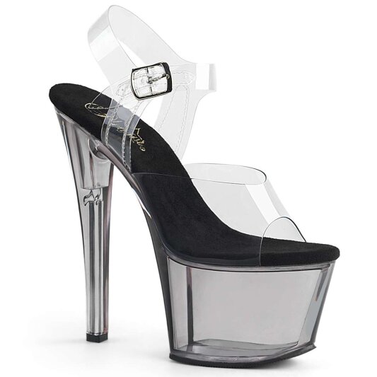 Pleaser Sandalette SKY-308T Transparent Silber Smoke EU-38 / US-8