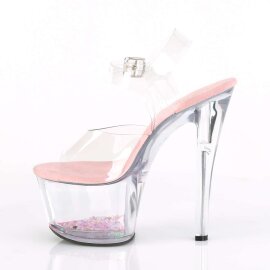 Pleaser Sandalette SKY-308WHG Transparent Rosa Multi Glitter EU-35 / US-5