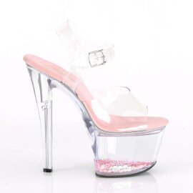 Pleaser Sandalette SKY-308WHG Transparent Rosa Multi Glitter EU-35 / US-5