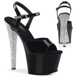 Pleaser Sandalette SKY-309CHRS Schwarz Silber Strass EU-35 / US-5