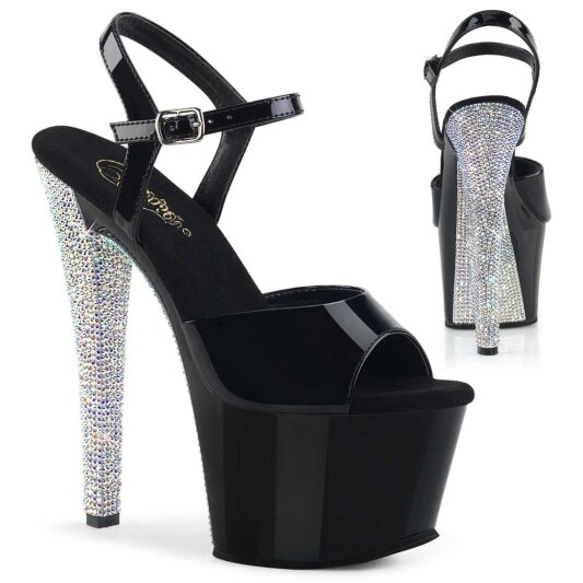 Pleaser Sandalette SKY-309CHRS Schwarz Silber Strass EU-37 / US-7