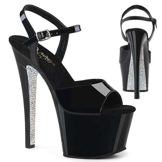 Pleaser Sandalette SKY-309CRS Schwarz Silber Strass EU-37 / US-7
