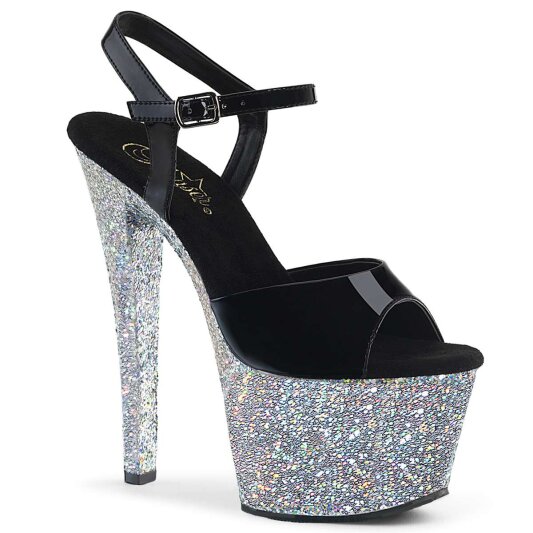 Pleaser Sandalette SKY-309LG Schwarz Silber Multi Glitter EU-35 / US-5