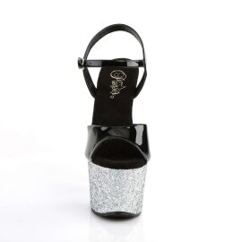 Pleaser Sandalette SKY-309LG Schwarz Silber Multi Glitter EU-35 / US-5
