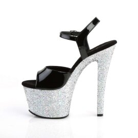 Pleaser Sandalette SKY-309LG Schwarz Silber Multi Glitter EU-35 / US-5