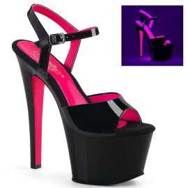 Pleaser Sandalette SKY-309TT Schwarz Neon-Pink EU-37 / US-7