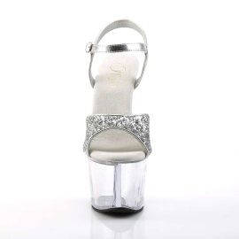 Pleaser Sandalette SKY-310 Silber Glitter Transparent EU-35 / US-5