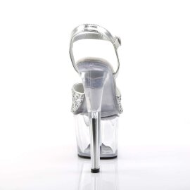 Pleaser Sandalette SKY-310 Silber Glitter Transparent EU-35 / US-5