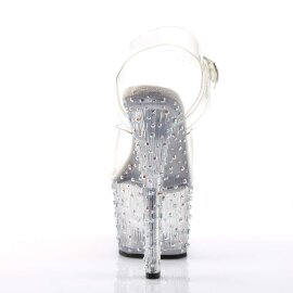 Pleaser Sandalette STARDANCE-708 Transparent Silber Strass EU-37 / US-7