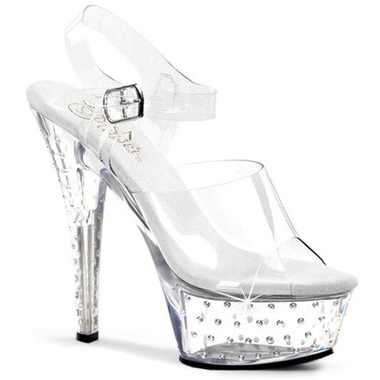 Pleaser Sandalette STARDUST-608 Transparent Silber EU-35 / US-5