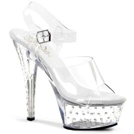 Pleaser Sandalette STARDUST-608 Transparent Silber EU-35 / US-5