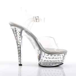 Pleaser Sandalette STARDUST-608 Transparent Silber EU-35 / US-5