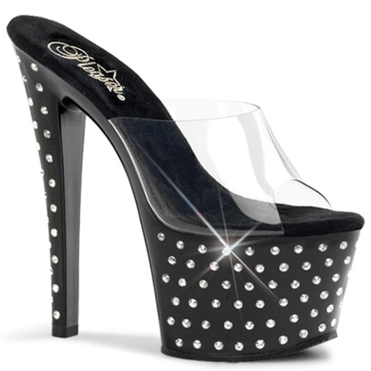 Pleaser Pantolette STARDUST-701 Transparent Schwarz EU-35 / US-5