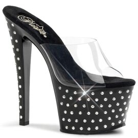 Pleaser Pantolette STARDUST-701 Transparent Schwarz EU-38...