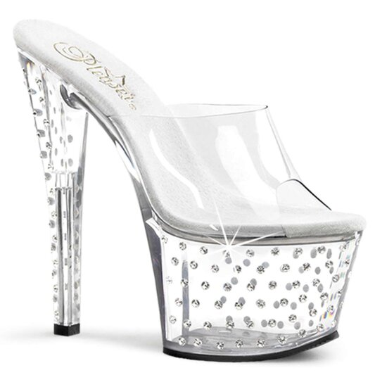 Pleaser Pantolette STARDUST-701 Transparent Silber EU-35 / US-5