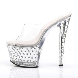 Pleaser Pantolette STARDUST-701 Transparent Silber EU-35 / US-5