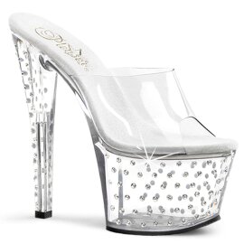 Pleaser Pantolette STARDUST-701 Transparent Silber EU-37...